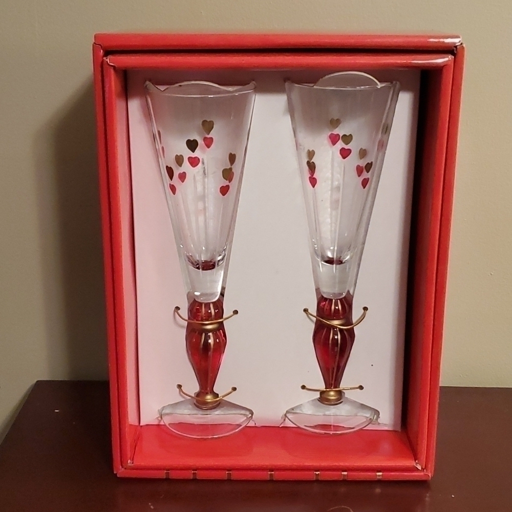 Mo Mo Panache Valentine's Day Champagne Stems Boxed Set NWOT